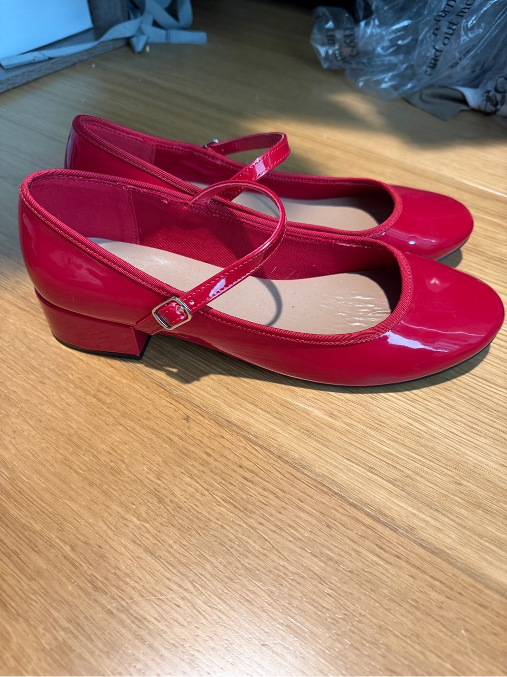 Madden Girl Red Patent Mary Jane Flats with Low Block Heel